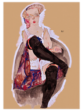Egon Schiele Girl with Crossed Legs - Art Print
